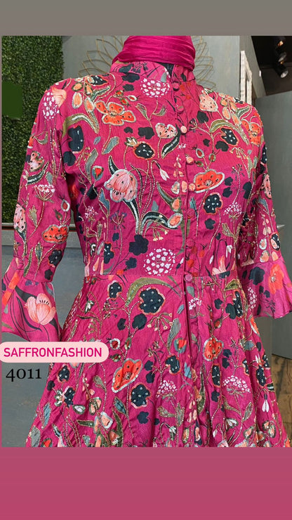 Pink indowestern peplum dress