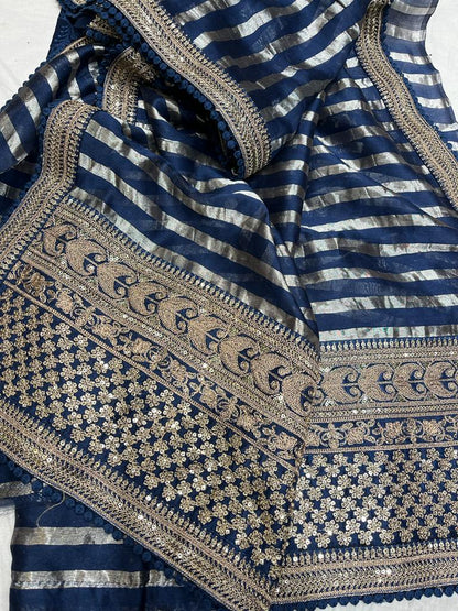 Chanderi inspired striped saree