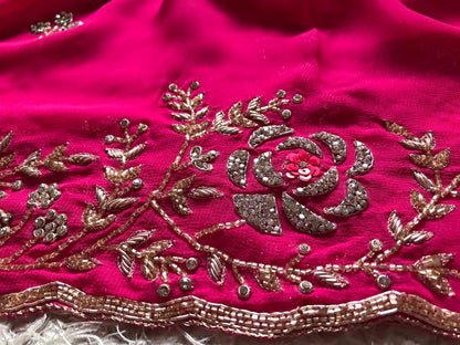 Feather rose zardosi premium saree