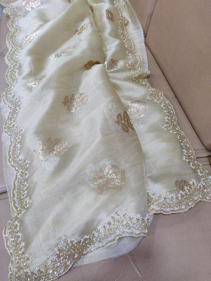 Organza foiled partywear saree