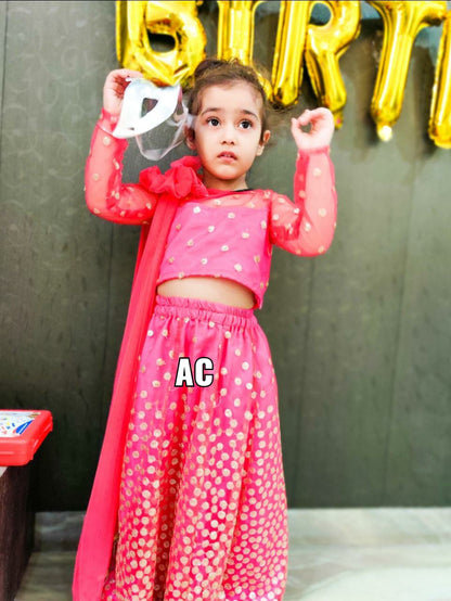 Pink kids Lehanga set