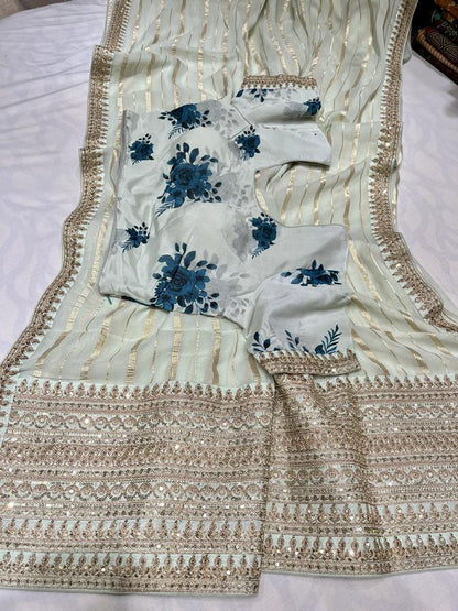 Summer striped trendy saree