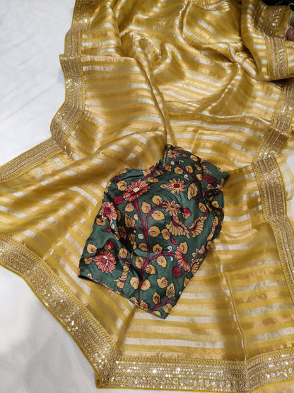Kalamkari inspired  organza saree
