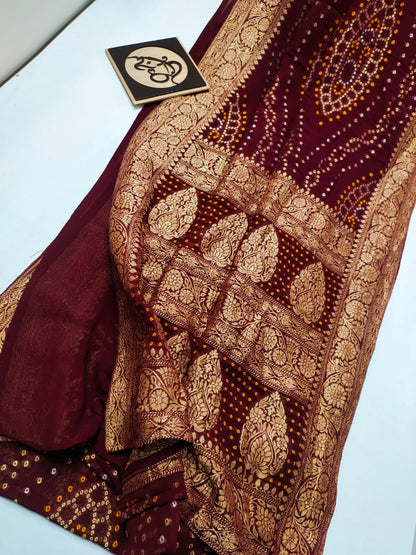 Bandhani banarsi gorgette saree