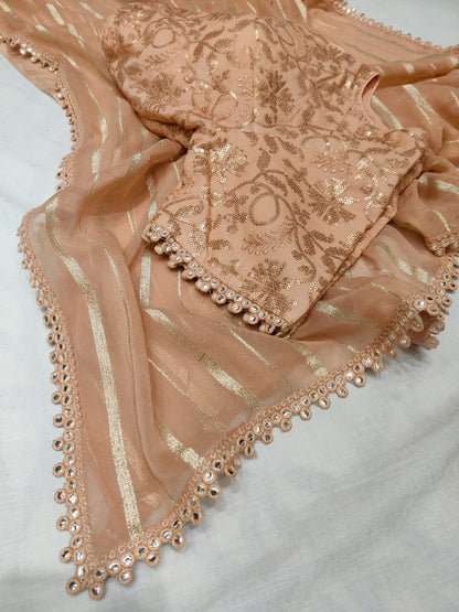 Bezil gorgette striped saree