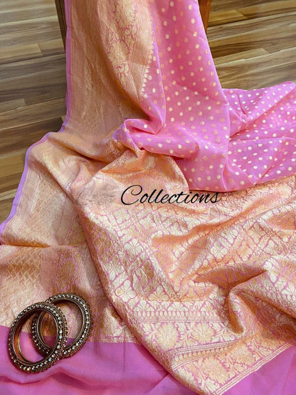 Pink handwoven banarsi saree Royal Sarees