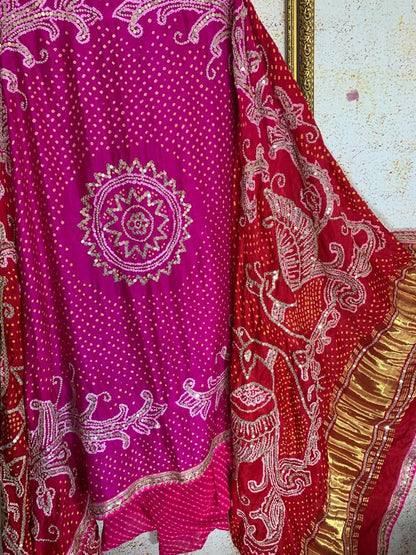 Pink exclusive gajji silk dupatta