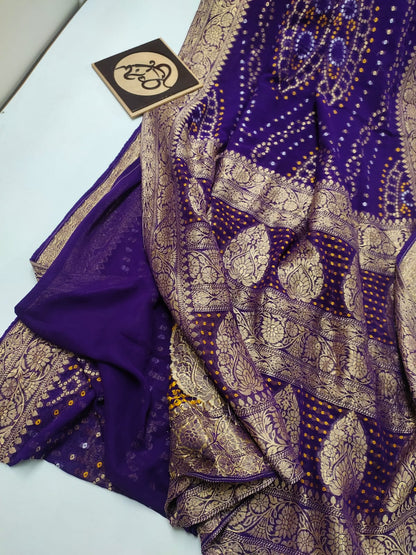 Bandhani banarsi gorgette saree