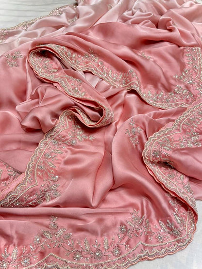 Satin shaded partywear saree
