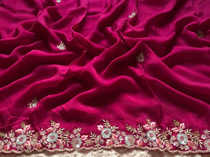 Wine inspired premium organza saree