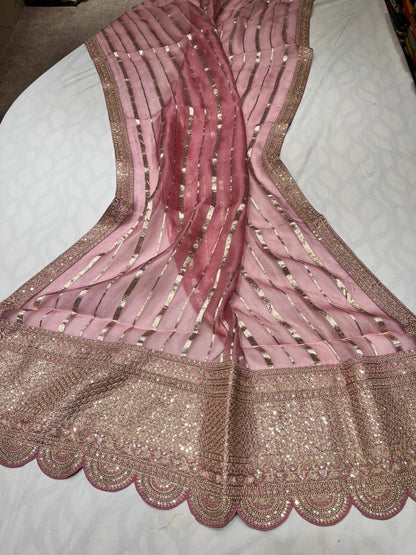 Arvenia striped organza saree