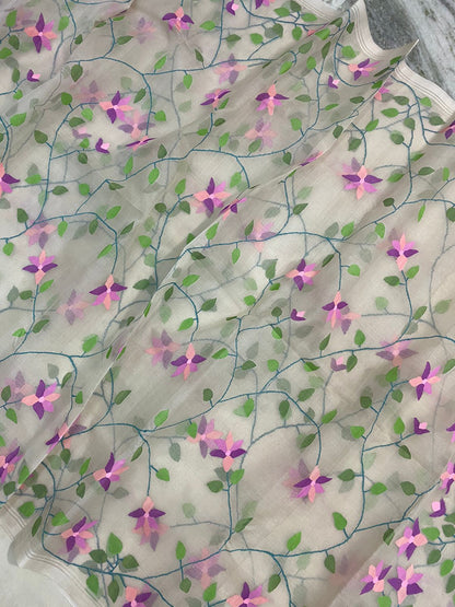 Gulmohar jamdani saree