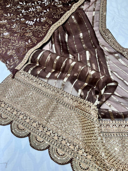 Arvenia striped organza saree