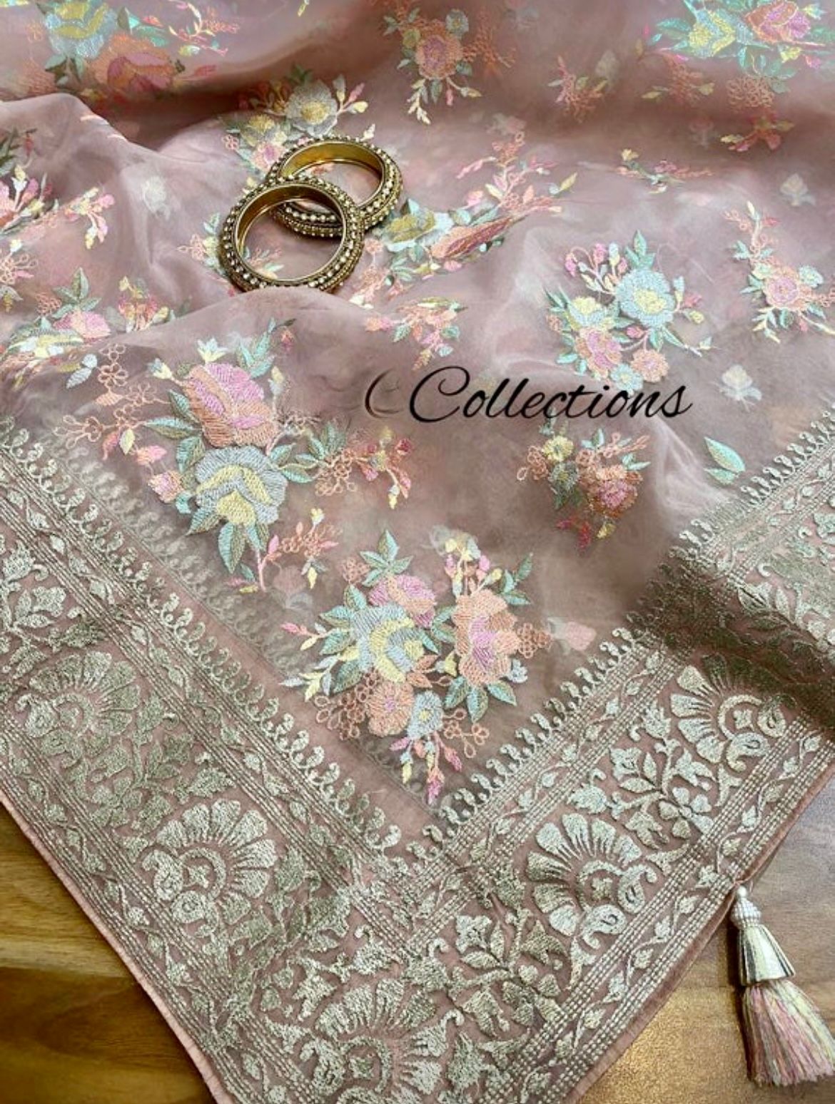 Vanilla organza saree