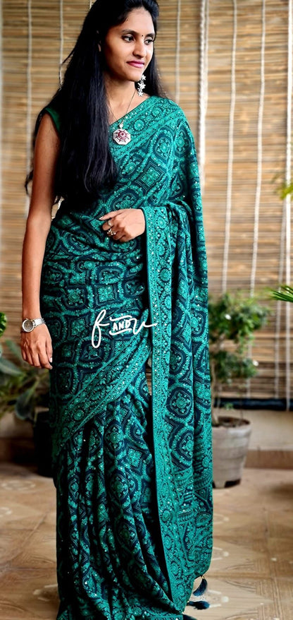 Isabelle gorgette chikankari saree
