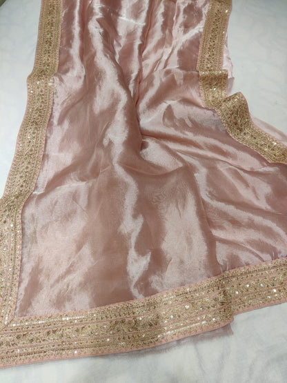 Metallic tissue organza saree