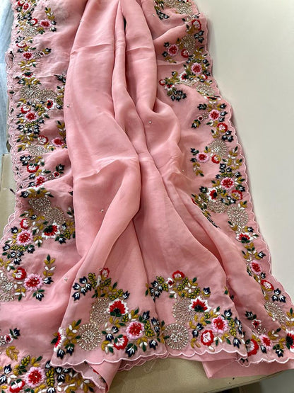 Rangbhara organza embroidery saree