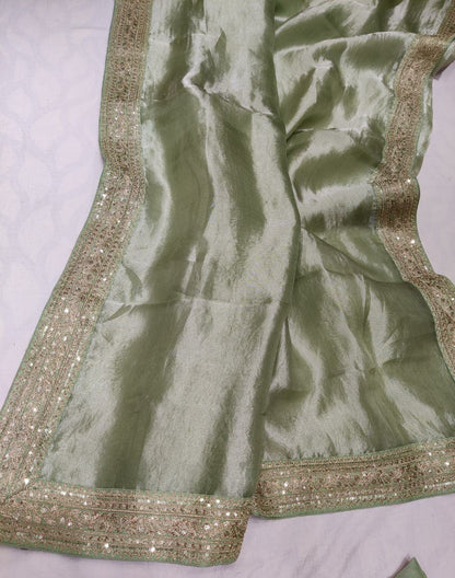 Metallic tissue organza saree