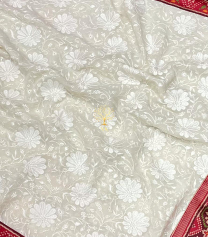 Patola inspired chikankari saree