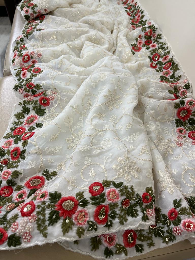 Noora chikankari Parsi inspired saree
