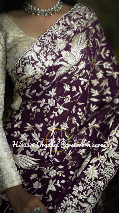 Derby Parsi inspired embroidery saree