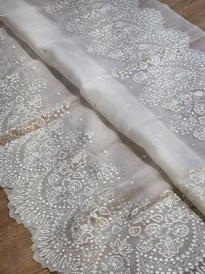 Scalloped inspired organza saree