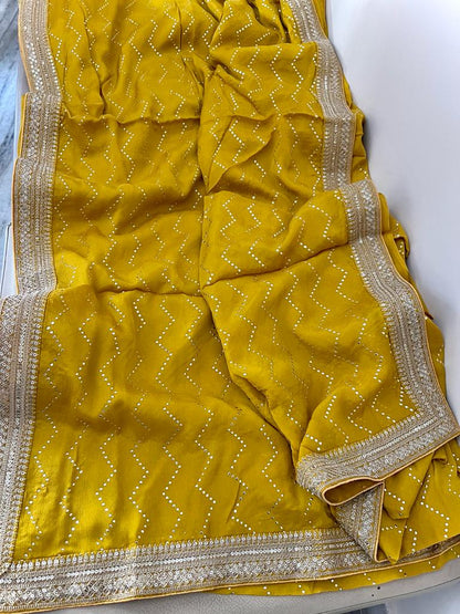 Yanisha gorgette Mukesh saree