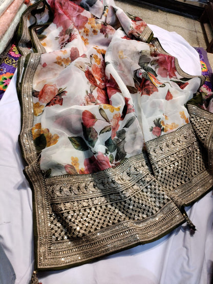 Kivini organza printed saree