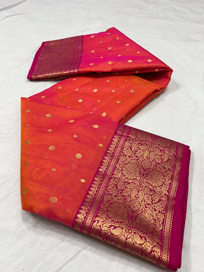 Orange Chanderi saree