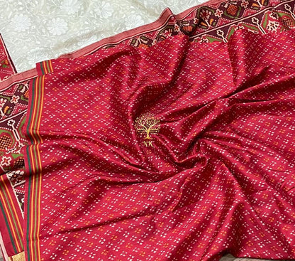 Patola inspired chikankari saree