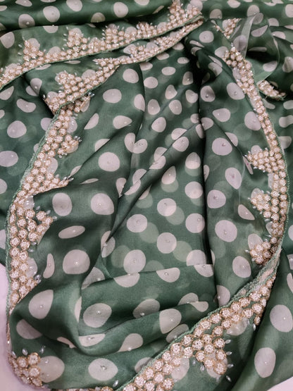 Polka dot inspired organza saree