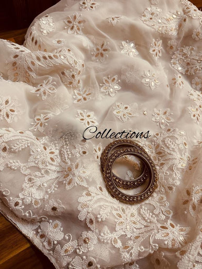 Vamsha chikankari embroidered saree