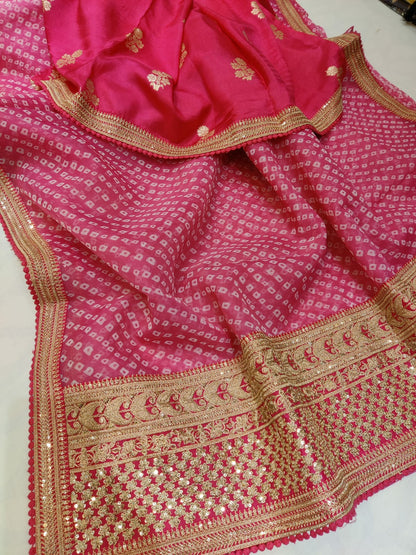 Noori bandhej organza saree