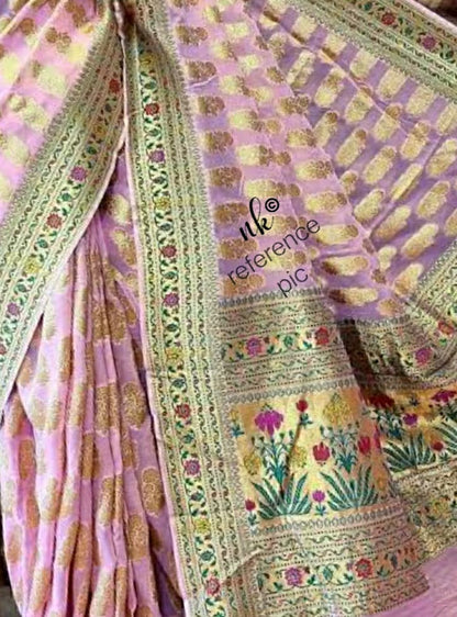 Nirbah woven gorgette khaddi saree