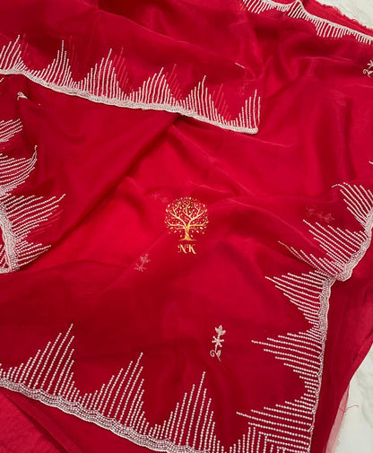 Organza flowy saree