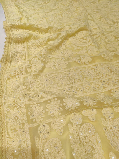 Vani Chikankari gorgette saree
