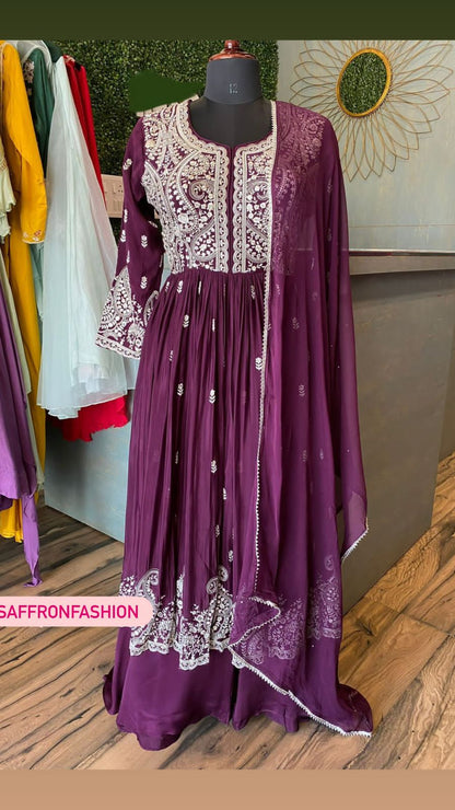 Wine long kurta dress