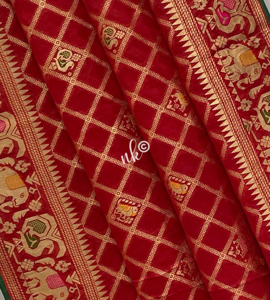 Yanshi khaddi gorgette saree
