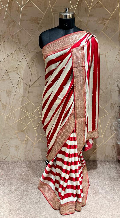 Cinati satin striped saree