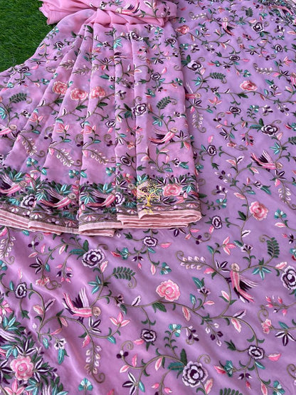 Floral  Parsi inspired saree