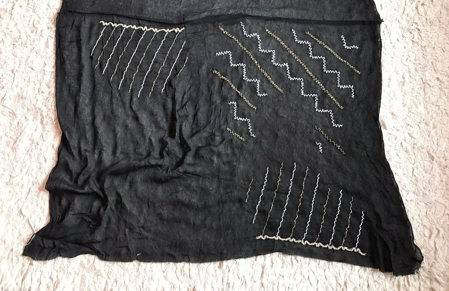 Black chi non crepe saree