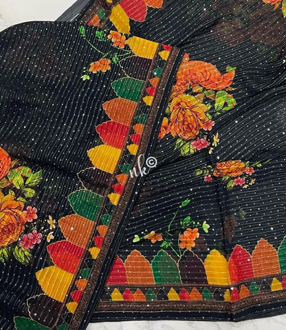 Benyl floral sequins saree