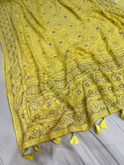Naina chikankari gorgette saree