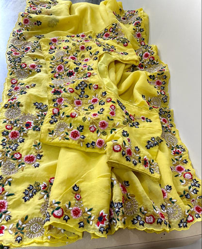 Rangbhara organza embroidery saree