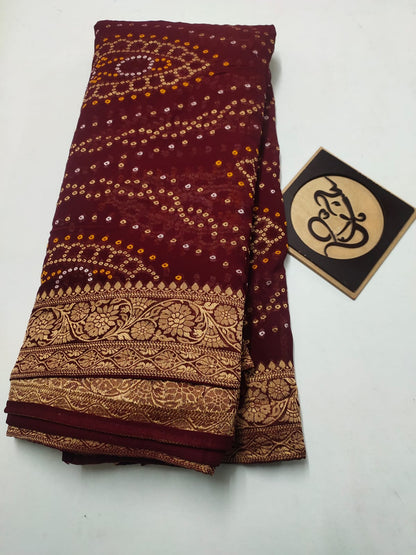 Bandhani banarsi gorgette saree