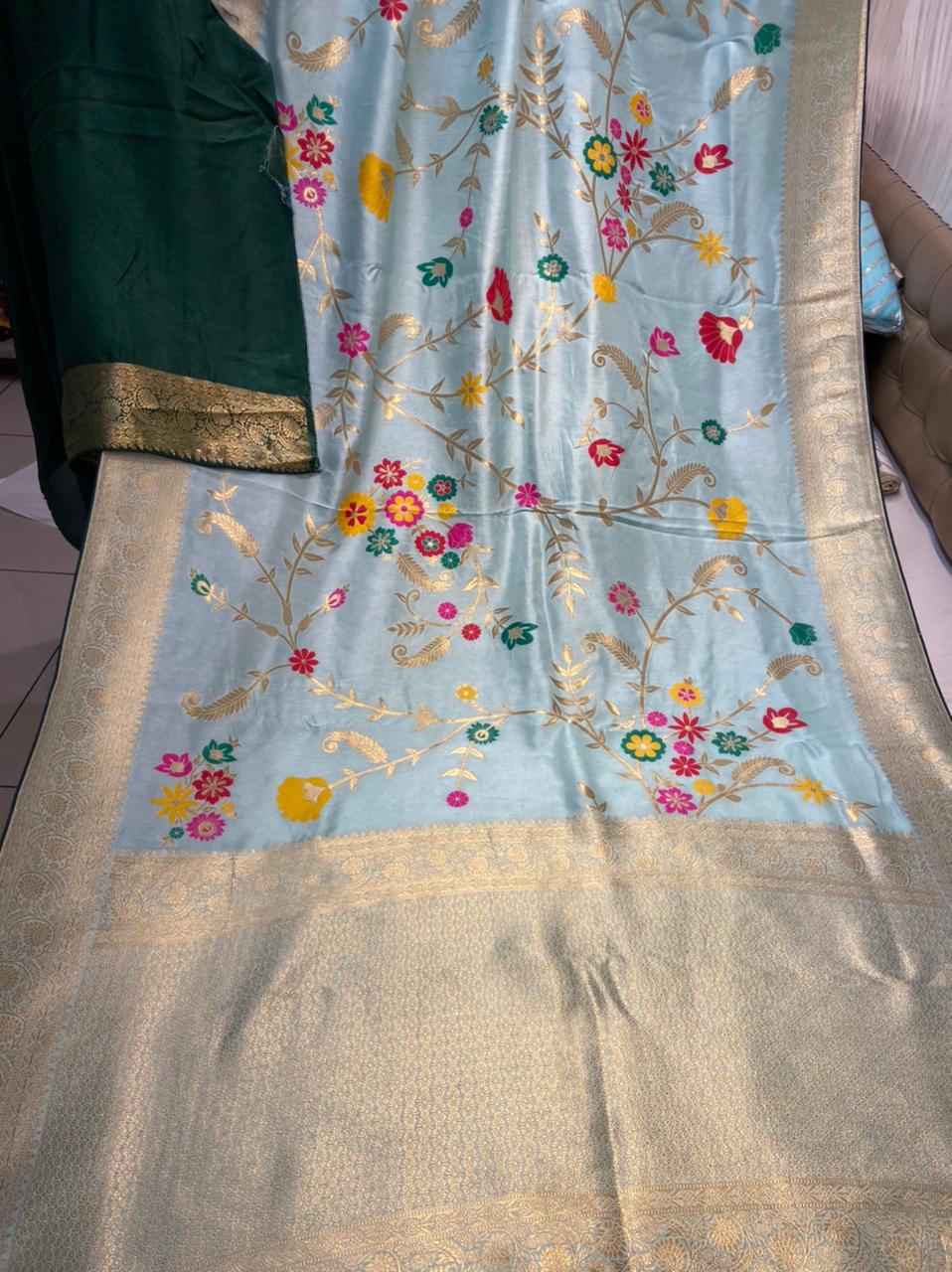 Naveli Meenakari floral saree