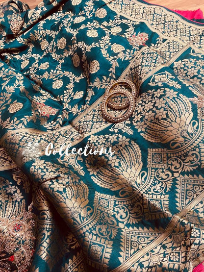 Zardosi Munga saree