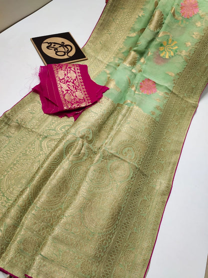 Floral banarsi gorgette saree