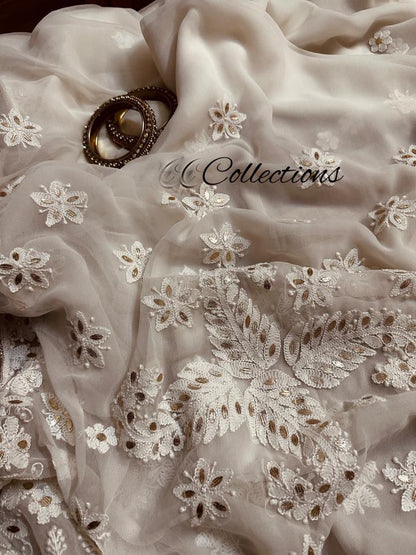 Vamsha chikankari embroidered saree