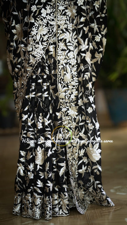 Derby Parsi inspired embroidery saree